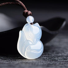 Load image into Gallery viewer, Natural Green White Chinese Chalcedony Jade Fox Pendant Necklace Fashion Charm Jewelry Carved Amulet Gifts for Women Men
