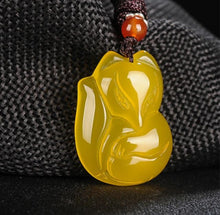 Load image into Gallery viewer, Natural Green White Chinese Chalcedony Jade Fox Pendant Necklace Fashion Charm Jewelry Carved Amulet Gifts for Women Men
