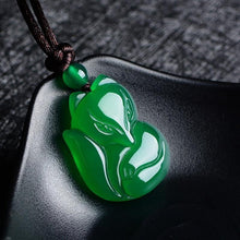 Load image into Gallery viewer, Natural Green White Chinese Chalcedony Jade Fox Pendant Necklace Fashion Charm Jewelry Carved Amulet Gifts for Women Men
