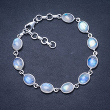 Load image into Gallery viewer, Natural Rainbow Moonstone 925 Sterling Silver Bracelet 7 1/4-8 1/4" Q2820
