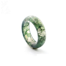Load image into Gallery viewer, Natural Water Grass Agate Ring Moss Agate Chalcedony Ring Lovers men women Rings natural stone real jade jewelry add certificate
