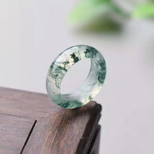 Load image into Gallery viewer, Natural Water Grass Agate Ring Moss Agate Chalcedony Ring Lovers men women Rings natural stone real jade jewelry add certificate
