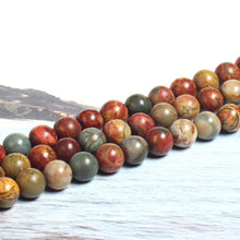Load image into Gallery viewer, Natural red picasso jasper 4-12mm round Gemstone beads  for 925 sterling silver Jewelry Making  Necklace Bracelet 15inch ICNWAY
