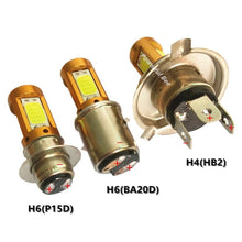 Load image into Gallery viewer, New 12-80V power 39W 4COB LED cold white motorcycle car bike headlight bulb H4 H6/BA20D p15d Hi/Lo beam headlamp
