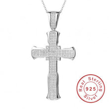 Load image into Gallery viewer, New 925 Silver Exquisite Bible Jesus Cross Pendant Necklace for women men Crucifix Charm Simulated Platinum Diamond Jewelry
