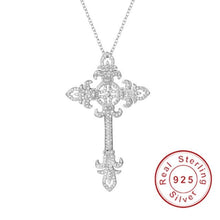 Load image into Gallery viewer, New 925 Silver Exquisite Bible Jesus Cross Pendant Necklace for women men Crucifix Charm Simulated Platinum Diamond Jewelry
