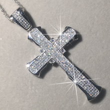 Load image into Gallery viewer, New 925 Silver Exquisite Bible Jesus Cross Pendant Necklace for women men Crucifix Charm Simulated Platinum Diamond Jewelry

