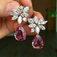 Load image into Gallery viewer, New Red Shine Ruby Diamond Earrings for Women S925 Sliver White Topaz Garnet Jewelry Fashion Peridot Bizuteria Gemstone Earrings
