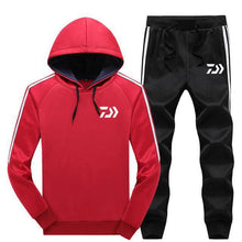 Load image into Gallery viewer, New Two Pieces Set Sport Hooded Fishing Sweatshirts Sportswear Men Tracksuit Hoodie Autumn Daiwa Fishing Hoodies+pants Men Sets
