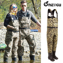 Load image into Gallery viewer, Neygu 5mm Neoprene fishing chest wader attached rubber boots  Insulated neoprene thermal  promise you ice fishing warm in water
