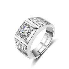 Load image into Gallery viewer, OMHXZJ Wholesale European Fashion Man Party Wedding Gift Silver White Square AAA Zircon 925 Sterling Silver Ring RR174
