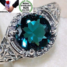 Load image into Gallery viewer, OMHXZJ Wholesale European Fashion Woman Man Party Wedding Gift Silver Green Round Topaz 925 Sterling Silver Ring RR129
