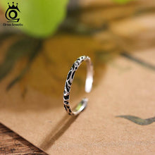 Load image into Gallery viewer, ORSA JEWELS Solid 925 100% 925 Sterling Silver Ring Simple Grain Open Cuff Adjust Women Rings For Party Fashion Jewelry PSR51
