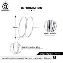 Load image into Gallery viewer, ORSA JEWELS Solid 925 Sterling Silver Round Hoop Earrings For Women 30 40 50 MM Female Circle Earrings Fashion Jewelry SE146
