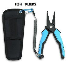 Load image into Gallery viewer, Outlife Portable Aluminum Alloy Fishing Grip Fishing Pliers Split Ring Cutter With Weight Scale Sheath Retractable Tether Combo

