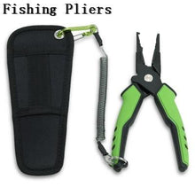 Load image into Gallery viewer, Outlife Portable Aluminum Alloy Fishing Grip Fishing Pliers Split Ring Cutter With Weight Scale Sheath Retractable Tether Combo

