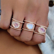 Load image into Gallery viewer, Oval Natural Moonstone Diamond Ring 14k Rose Gold jewelry for Women Agate Turquoise Anillos Jade Bizuteria peridot fine Gemstone

