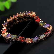 Load image into Gallery viewer, PANSYSEN 17CM Charms Ruby Amethyst Peridot Gemstone 925 Sterling Silver Jewelry Bracelets for Women Fashion Bracelet Party Gifts
