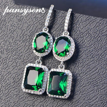 Load image into Gallery viewer, PANSYSEN 2019 Luxury Natural Emerald Women's Drop Earrings Genunie 925 silver Jewelry Earrings For Women Party Engagement Gifts
