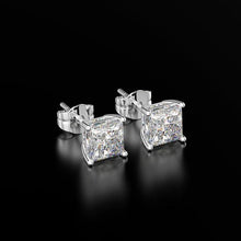 Load image into Gallery viewer, PANSYSEN Classic 6MM 7MM 8MM Square Created Moissanite Wedding Engagement Stud Earrings For Women 925 Silver Fine Jewelry Gifts

