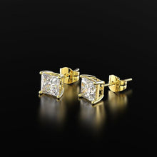 Load image into Gallery viewer, PANSYSEN Classic 6MM 7MM 8MM Square Created Moissanite Wedding Engagement Stud Earrings For Women 925 Silver Fine Jewelry Gifts
