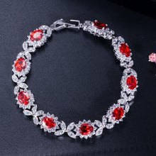 Load image into Gallery viewer, PANSYSEN Dark Blue Sapphire Women's Bracelets with Cubic Zirconia Diamond Stone 925 Sterling Silver Wedding Party Fine Jewelry
