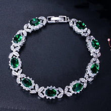 Load image into Gallery viewer, PANSYSEN Dark Blue Sapphire Women's Bracelets with Cubic Zirconia Diamond Stone 925 Sterling Silver Wedding Party Fine Jewelry

