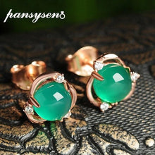 Load image into Gallery viewer, PANSYSEN Luxury Green Chalcedony Stud Earrings Real 100% 925 Sterling Silver Fashion Women Earring Party Fine Jewelry Wholesale
