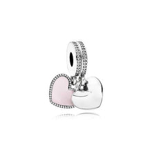 Load image into Gallery viewer, PDB  DZ  05  100% 925 Silver Ice Sculpture Together Travel Mother and Daughter Concentric Pendant Fashion Double Heart Pendant
