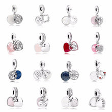 Load image into Gallery viewer, PDB  DZ  05  100% 925 Silver Ice Sculpture Together Travel Mother and Daughter Concentric Pendant Fashion Double Heart Pendant
