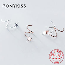 Load image into Gallery viewer, PONYKISS Trendy 100% 925 Sterling Silver Cute Wave Star Hoop Earrings For Women Party Delicate Accessory Birthday Chic Gift
