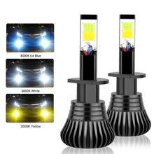 Load image into Gallery viewer, Pair COB H1 H4 H7 9006 Driving 8000K Ice Blue 6000K White 3000K Amber Yellow Car Fog Lights Bulbs Dual Color Auto LED Lamps
