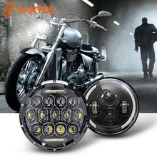 Load image into Gallery viewer, Partol 7" Motorcycle LED Headlight 60W 75W High Low Beam DRL Daytime Running Light 6000K 12V 24V For Harley FLD Touring Softail
