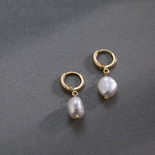 Load image into Gallery viewer, Pearl earrings for Women 14KGF Earrings White natural 100% Freshwater pearl jewelry wedding party Girl gift
