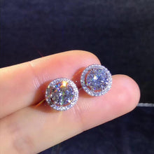 Load image into Gallery viewer, Poetry Of Jew Store Round Moissanite Cut Total 1.00ct Diamond Test Passed Moissanite Silver Earring Jewelry Girlfriend Gift
