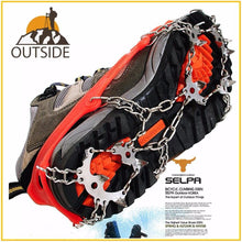 Load image into Gallery viewer, Quality Outdoor Climbing Antiskid Crampons Winter Walk 18 Teeth Ice Fishing Snowshoes Manganese Steel Slip Shoe Covers
