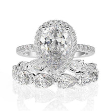 Load image into Gallery viewer, Rainbamabom 925 Solid Sterling Silver Pear Created Moissanite Gemstone Engagement Ring Sets Wedding Band Fine Jewelry Wholesale
