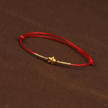 Load image into Gallery viewer, Real 24K Yellow Gold Chain 3D Luck Cat Mouse Fish Bracelet For Women Baby Good Luck Loving Mouse Zodiac Red Rope Natal year

