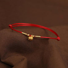 Load image into Gallery viewer, Real 24K Yellow Gold Chain 3D Luck Cat Mouse Fish Bracelet For Women Baby Good Luck Loving Mouse Zodiac Red Rope Natal year
