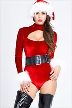 Load image into Gallery viewer, Red Santa Claus Jumpsuits Long Sleeve Sexy Women Christmas Santa Claus Cosplay Costumes 3pieces/Set  Hat+Belt+Jumpsuits
