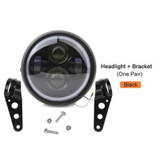 Load image into Gallery viewer, Retro 6.5 LED Motorcycle Headlight Headlamp Bracket Angel Ring Hi&amp;Lo Beam Bulb for Harley Sportster Cafe Racer Bobber
