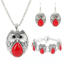 Load image into Gallery viewer, Retro Turquoise Owl Jewelry Sets 925 Silver Pendant Earring Bracelet Necklace Fashion Chain Handmade Amulet Gifts for Her Woman
