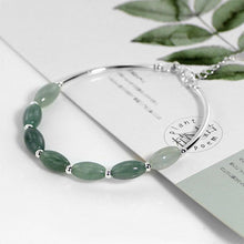 Load image into Gallery viewer, Ruifan 925 Sterling Silver Bracelets Ladies Natural Green Jade Oval Waterdrop Lucky Bead Charms Women's Bracelet Jewelry YBR098
