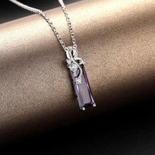 Load image into Gallery viewer, S925 Sterling Silver Amethyst Pendants Necklace Rectangular Clavicle Pendant Sapphire Colgantes De Pendants Bizuterias For Women

