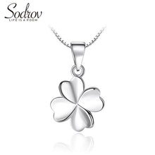 Load image into Gallery viewer, SODROV Authentic 925 Sterling Silver Four Leaf Clover Charm Necklace Ladies Silver Lucky Clover Jewelry
