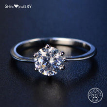 Load image into Gallery viewer, Shipei 100% 925 Sterling Silver Round Sapphire Rings for Women Fine Jewelry Perfect Cut Round Gemstone Ring Engagement Size 4-12

