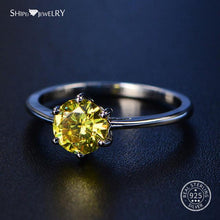Load image into Gallery viewer, Shipei 100% 925 Sterling Silver Round Sapphire Rings for Women Fine Jewelry Perfect Cut Round Gemstone Ring Engagement Size 4-12
