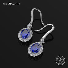 Load image into Gallery viewer, Shipei 100% 925 Sterling Silver Ruby with Earrings Pink Sapphire Ruby Drop Earrings 925 for Women Birthday Gift Fine Jewelry
