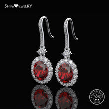 Load image into Gallery viewer, Shipei 100% 925 Sterling Silver Ruby with Earrings Pink Sapphire Ruby Drop Earrings 925 for Women Birthday Gift Fine Jewelry
