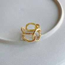 Load image into Gallery viewer, Silvology 925 Sterling Silver Weave Wide Chain Rings 18K Gold Openwork High Quality Minimalist Rings for Women Elegant Jewelry
